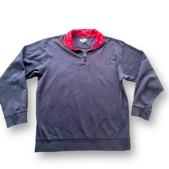 Cuffy's Of Cape Cod Navy 1/4 Zip Pullover Sweater Men's Size Medium Nautical - Picture 1 of 9